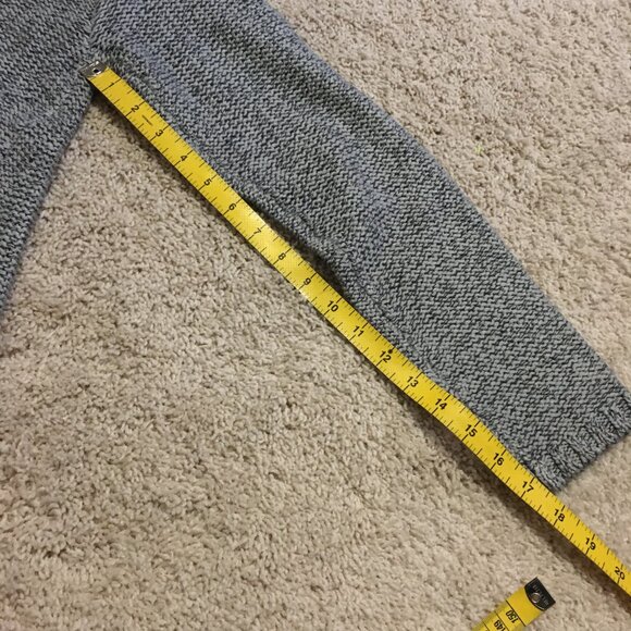 NWOT Grey Knit Drop Tail Hem Sweater With Acid Yellow Elbow Patches - Picture 16 of 16